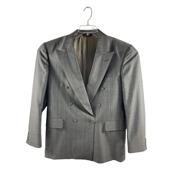 Adams Row Mens Gray Pinstripe Double-Breasted Suit 42R Jacket & 34x32 Pants DH18 - Picture 7 of 16